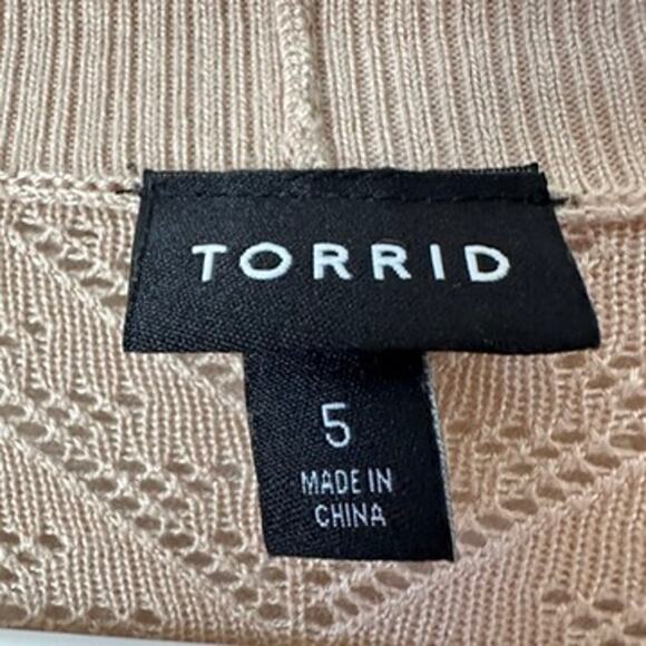 Torrid Pointelle Cardigan Sweater 5X Open Front Lightweight Knit Summer Neutral - Picture 5 of 10